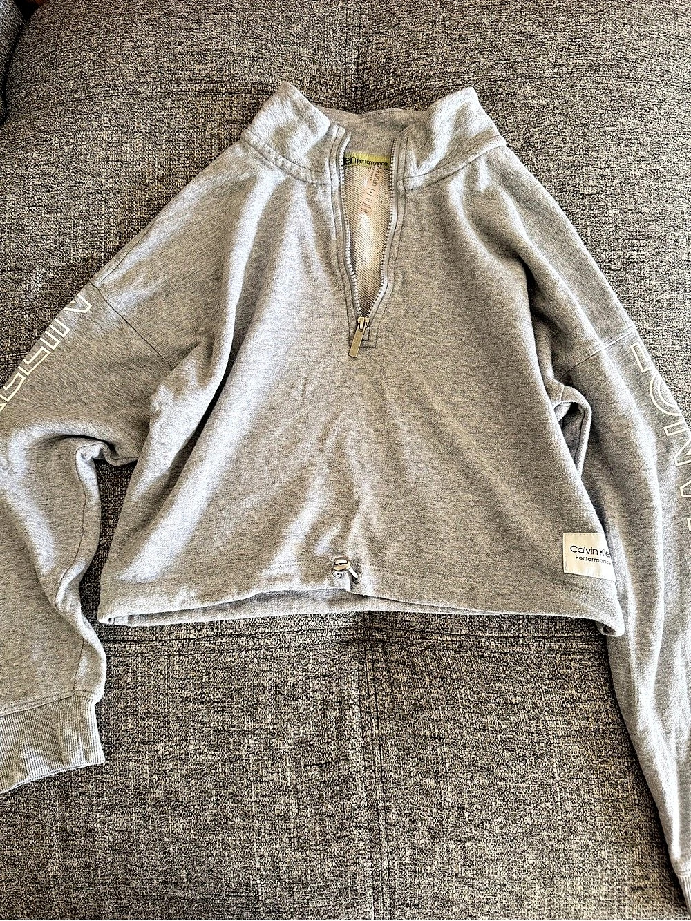 Calvin Klein Gray Logo Quarter-Zip Sweatshirt Like New